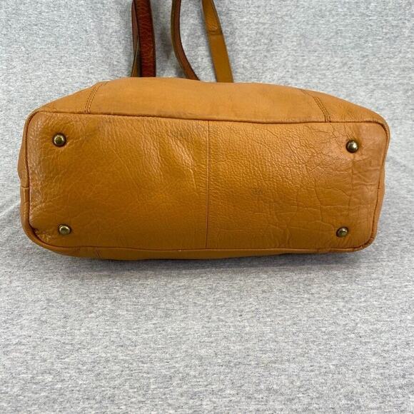 G.H. Bass Leather Purse Tan Brown Tote Bag Shoulder Bag Handbag Carryall - Picture 6 of 16